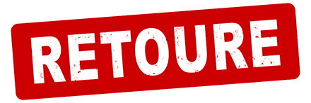 “Retoure” weiße Schrift auf rotem Hintergrund